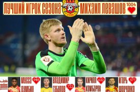 Голкипер «Арсенала» Михаил Левашов признан лучшим игроком сезона 2016/2017 по версии болельщиков