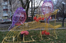 В Туле появились светящиеся снегири и Дед Мороз