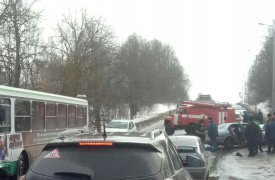 На Орловском шоссе в Туле столкнулись автобус 