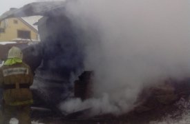 В деревне Белугино загорелась баня