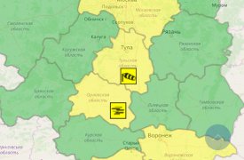 В Тульской области объявлен желтый уровень погодной опасности