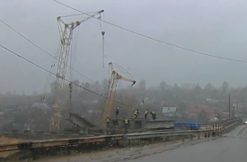 Падение башенного крана в Донском попало на видео