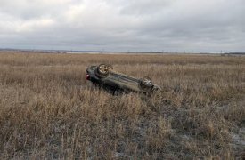 Автоледи на трассе «Тула-Новомосковск» вылетела кювет и перевернулась