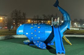 Огромный синий кит украсил Кировский сквер в Туле