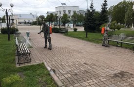 В Тульской области спасатели дезинфицируют общественные пространства
