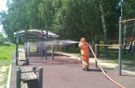 В Туле продезинфицировали спортивные площадки в Центральном парке
