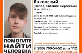 В Тульской области разыскивается 17-летний подросток из Перми