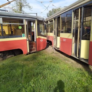 В Туле на Красном Перекопе два столкнулись два трамвая