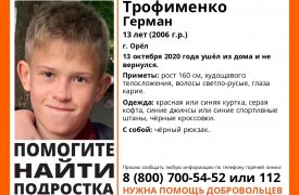 Пропавший в Орле 13-летний мальчик может находиться в Тульской области