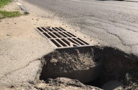 В Туле на проспекте Ленина провалился асфальт
