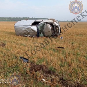 В Киреевском районе Lada вылетела с дороги и опрокинулась: пострадал водитель