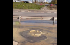 Видео: в Туле на улице Хворостухина из-под земли бьет горячая вода
