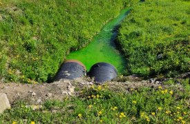 В Туле у деревни Комарки местные жители сфотографировали ярко-зеленый ручей с химическим запахом
