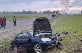Под Тулой иномарка, выскочившая на встречку, столкнулась с КамАЗом