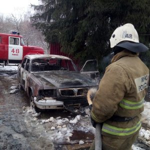 В Киреевском районе Тульской области сгорел автомобиль «Волга»