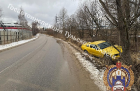 Под Тулой Ford Mustang вылетел в кювет