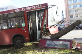 В Туле 18-й автобус врезался в дерево, потому что водитель давал сдачу?