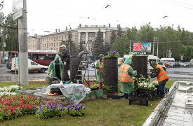 В Туле появились вертикальные клумбы