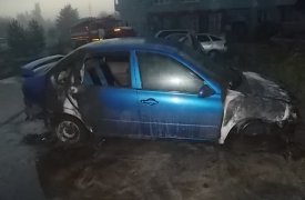 Ночью в Заокске сгорел автомобиль
