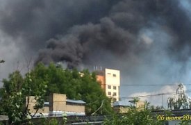 Центр Тулы заволокло черным дымом