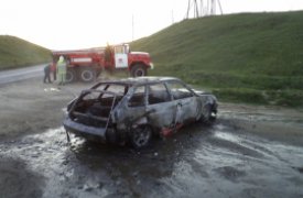 В Новомосковске «девятка» выгорела дотла