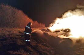 В Тульской области ночью сгорели три стога соломы