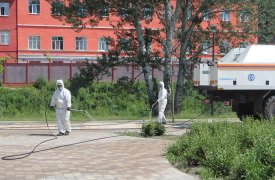 Казанская набережная в Туле прошла дезинфекцию
