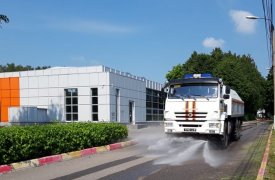 В Туле продезинфицировали территорию Центрального стадиона перед матчем 