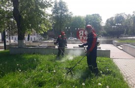 Энергетики Тулэнерго провели субботник в театральном сквере в Туле