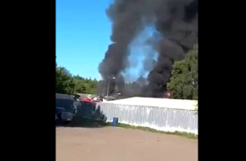 В Воловском районе сгорел бывший склад птицефабрики