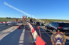 Водитель Hyundai протаранил ограждение на трассе в Киреевске