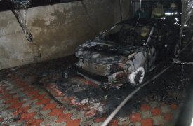 В Туле, в п. Басово-Прудный утром вспыхнул автомобиль