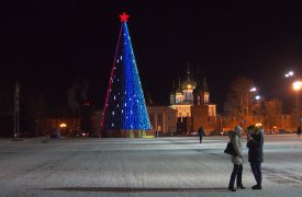 На центральной площади Тулы начала «вырастать» новогодняя ель