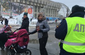 В Туле сотрудники ГИБДД напомнили о безопасности детей прямо на главной елке города